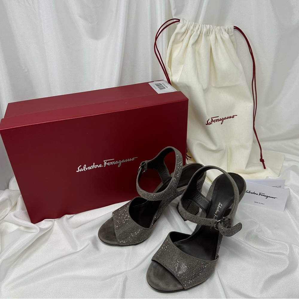 Salvatore Ferragamo Gray Heels with Chunky Heel